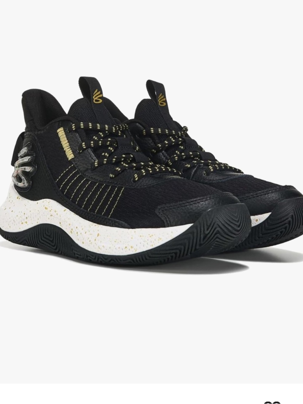 Under Armour Men’s Black & White Sneakers with Gold Accents, Steph Curry brand